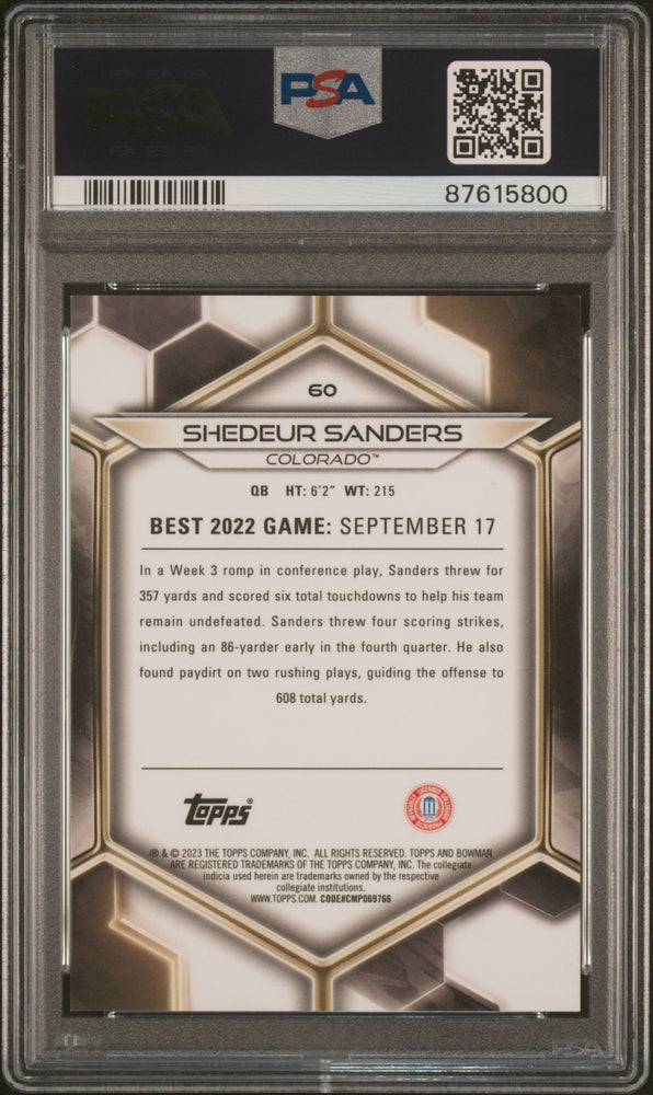 2023 Bowman U Best Shedeur Sanders Red Lava #60 PSA 10 GEM MINT