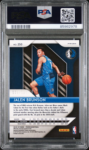 2018 Panini Prizm Jalen Brunson Fast Break Red PSA 10 GEM MINT /125