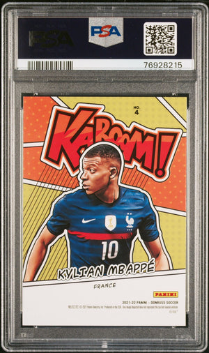 2021 Kylian Mbappe Panini Donruss Road to Qatar Kaboom! #4 PSA 10 GEM MINT