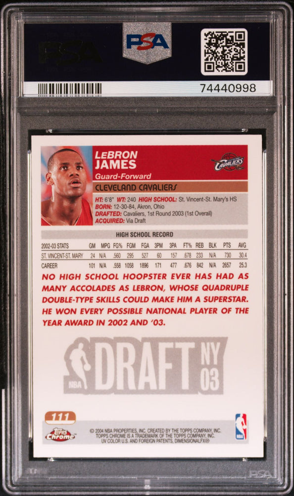 2003 Topps Chrome LeBron James #111 PSA 8 NM-MT