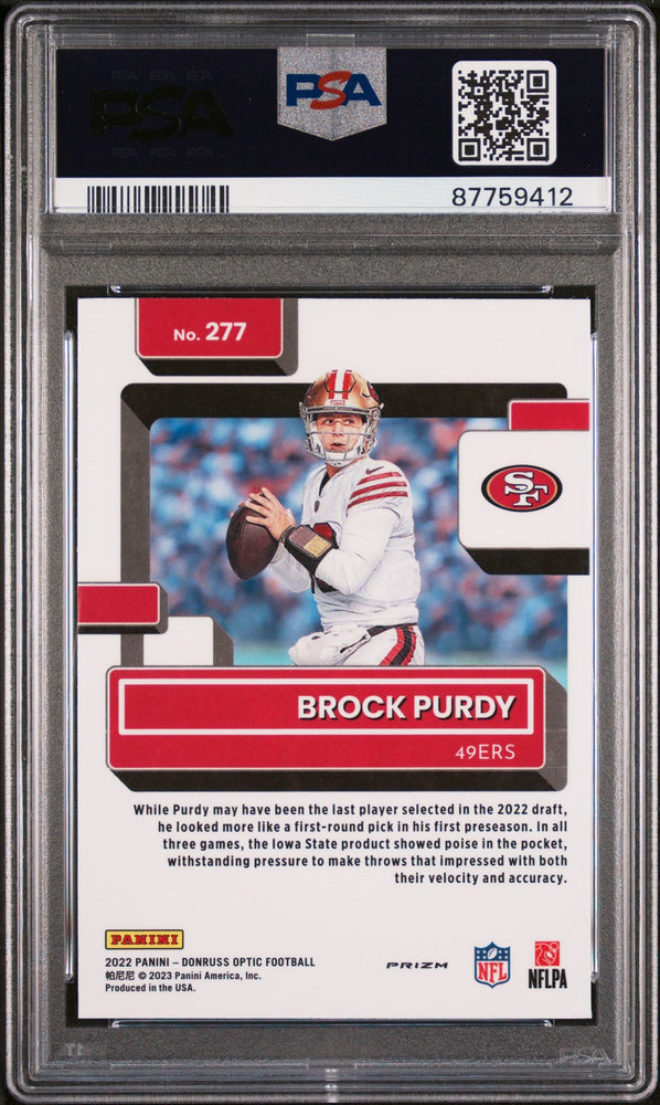 2022 Panini Donruss Optic Brock Purdy #277 PSA 10 GEM MINT