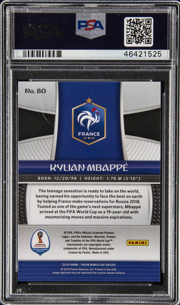 2018 Prizm World Cup Kylian Mbappe #80 PSA 10 GEM MINT