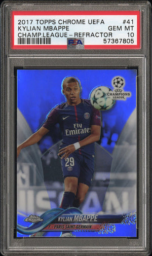 2017 Topps Chrome UEFA Kylian Mbappe Champions League Refractor #41 PSA 10 GEM MINT