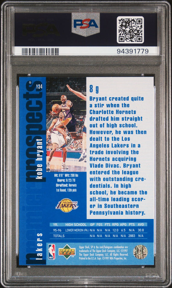 1996 SP Kobe Bryant #134 PSA 8 NM-MT