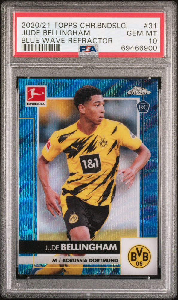 2020/2021 Topps Chrome Bundesliga Jude Bellingham Blue Wave Refractor #31 PSA 10 GEM MINT